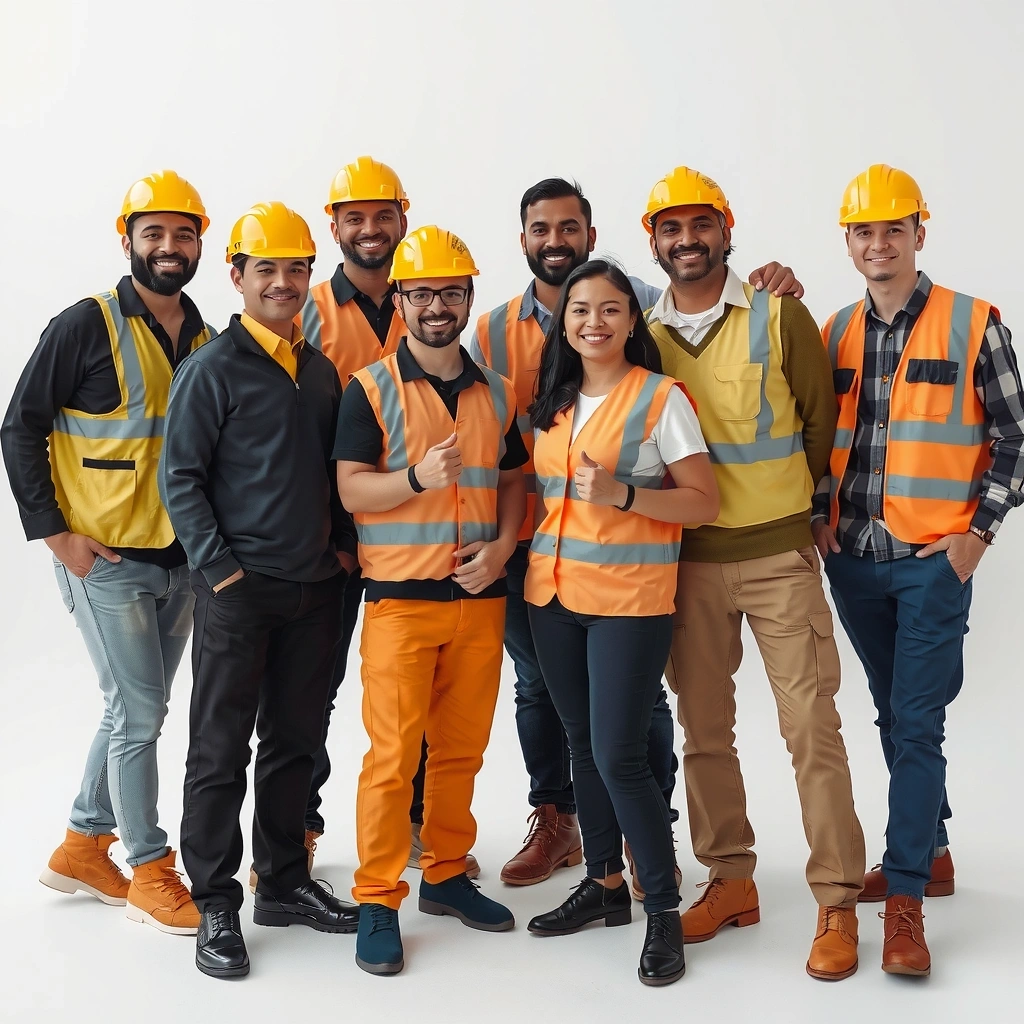 Construction team at work