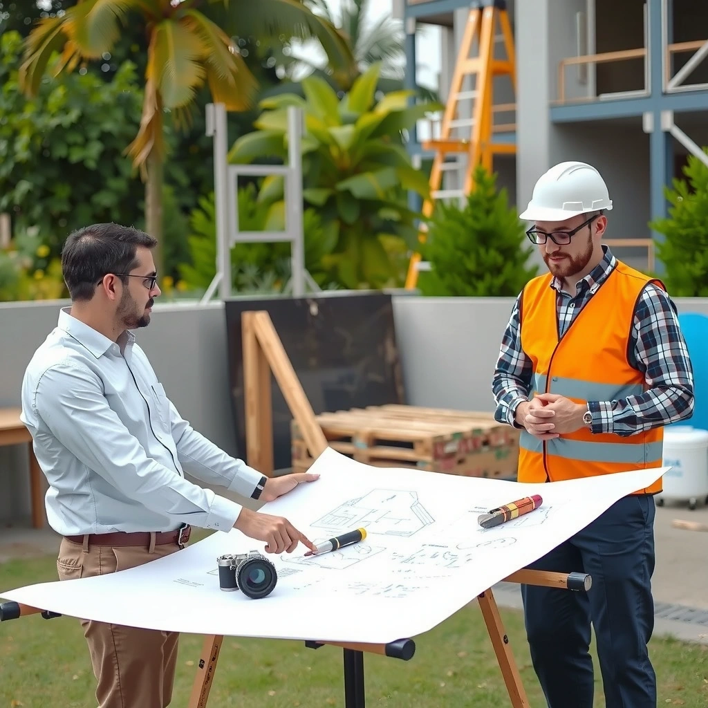 Professional construction consultation meeting